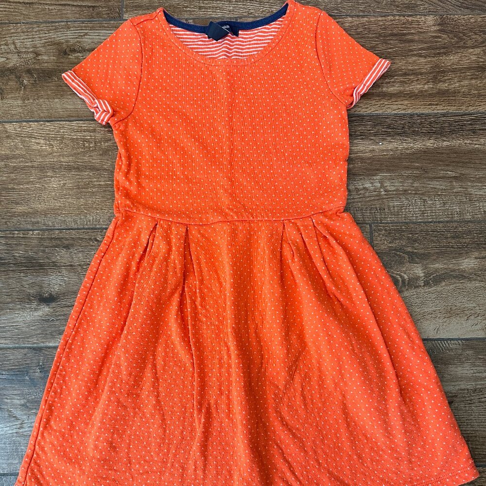 GapKids Polka Dot Orange Cotton Dress Size M (8-9)